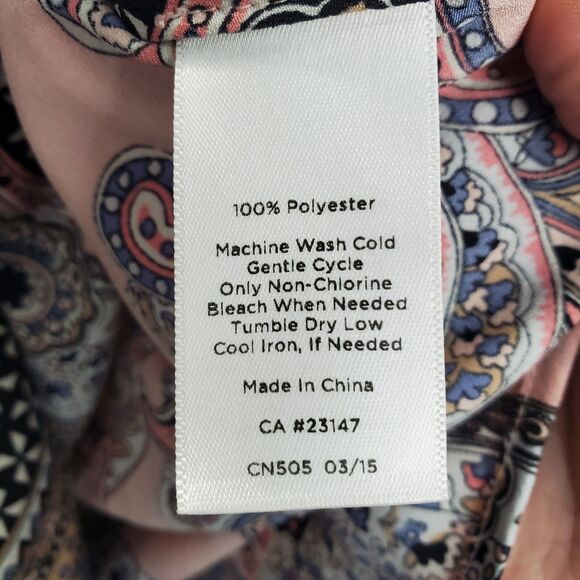 Talbots Petite Paisley Scroll Print Multicolor Long Slv Button-Up Shirt Size MP - Picture 5 of 5